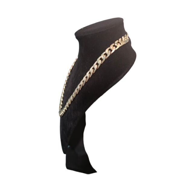 Reversible Touch of Blue Gold-tone Curb Chain Necklace - Picture 6 of 15